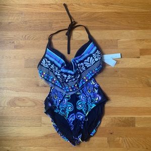 Kenneth Cole Monikini - XL - Black/Blue/Multicolor